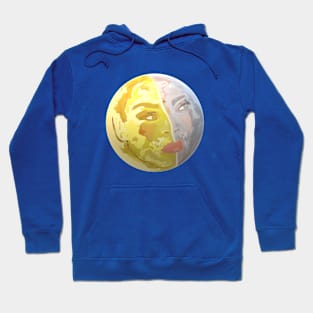 Woman's Face in Sun and Moon (White Background) Hoodie